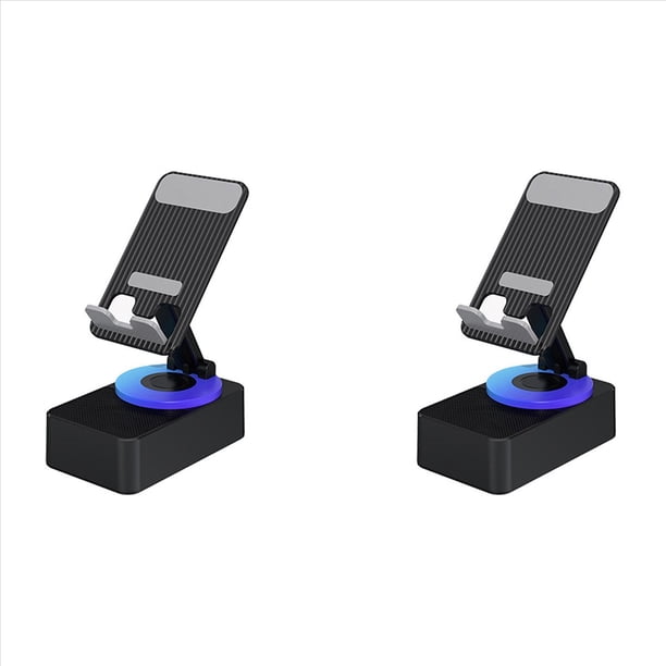 2X Soporte para Teléfono Móvil 3 en 1, Banco de Energía de Audio, Altavoz de Llamada Bluetooth, Escritorio Giratorio Plegable Multifunción, Negro