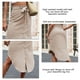 thumbnail image 4 of Whataatahia Media Falda Dividida Cintura Alta Color Puro Dobladillo Irregular Moda Comodidad Media Falda para Mujer Caqui L, 4 of 5