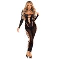 thumbnail image 4 of Leg Avenue Women's Seamless opaque cut-out footless bodystocking, Black, One Size, 4 of 5