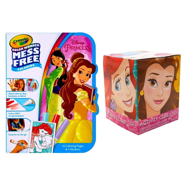 Princess Activity Bundle - Crayola Color Wonder Mess Free Coloring Set and Activity Cube (Coloring, Stickers)