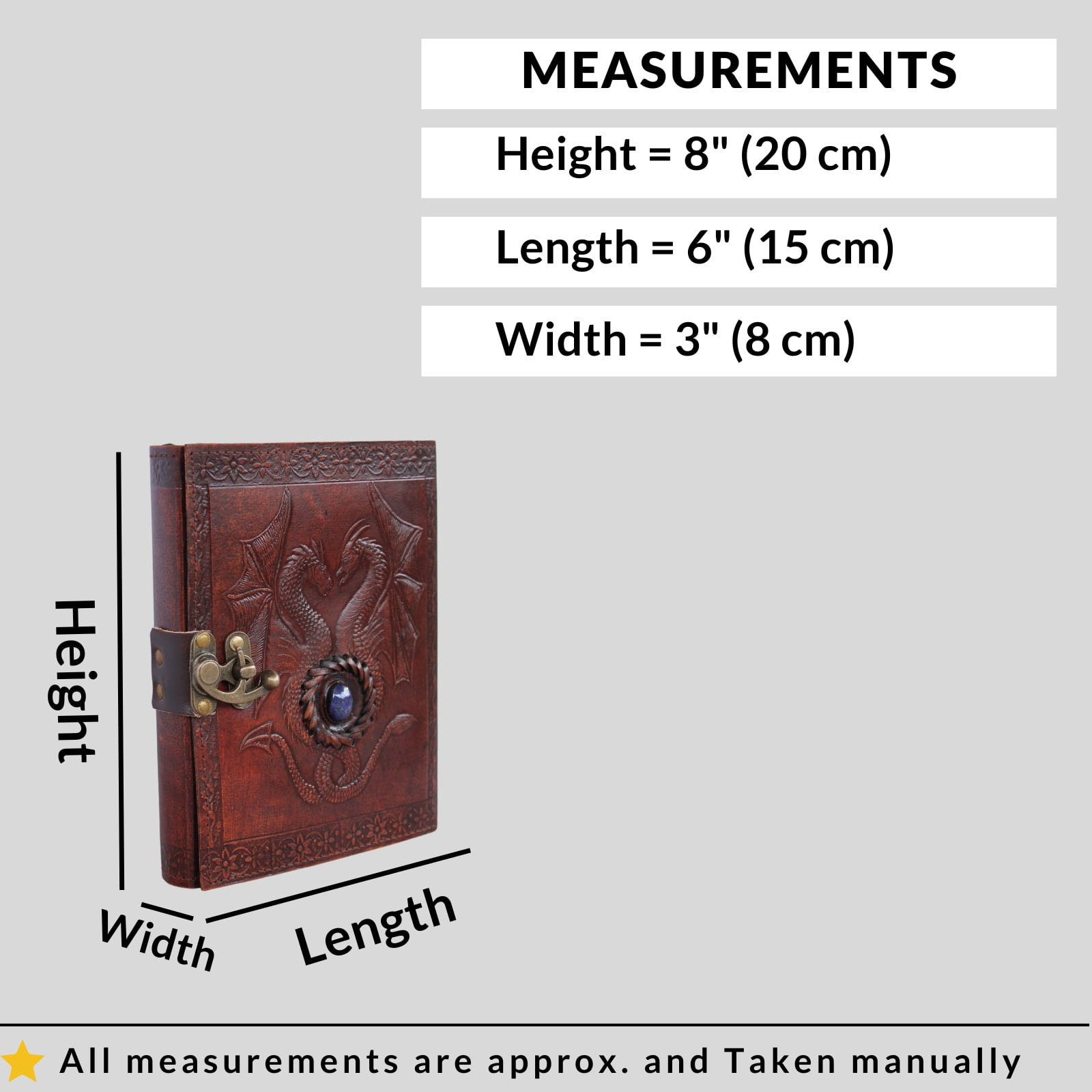 Madosh, Dragon Embossed Handmade Leather Diary Bound Journal Writing Notebook Notepad Unlined Paper Sketchbook Drawing Blank Paper