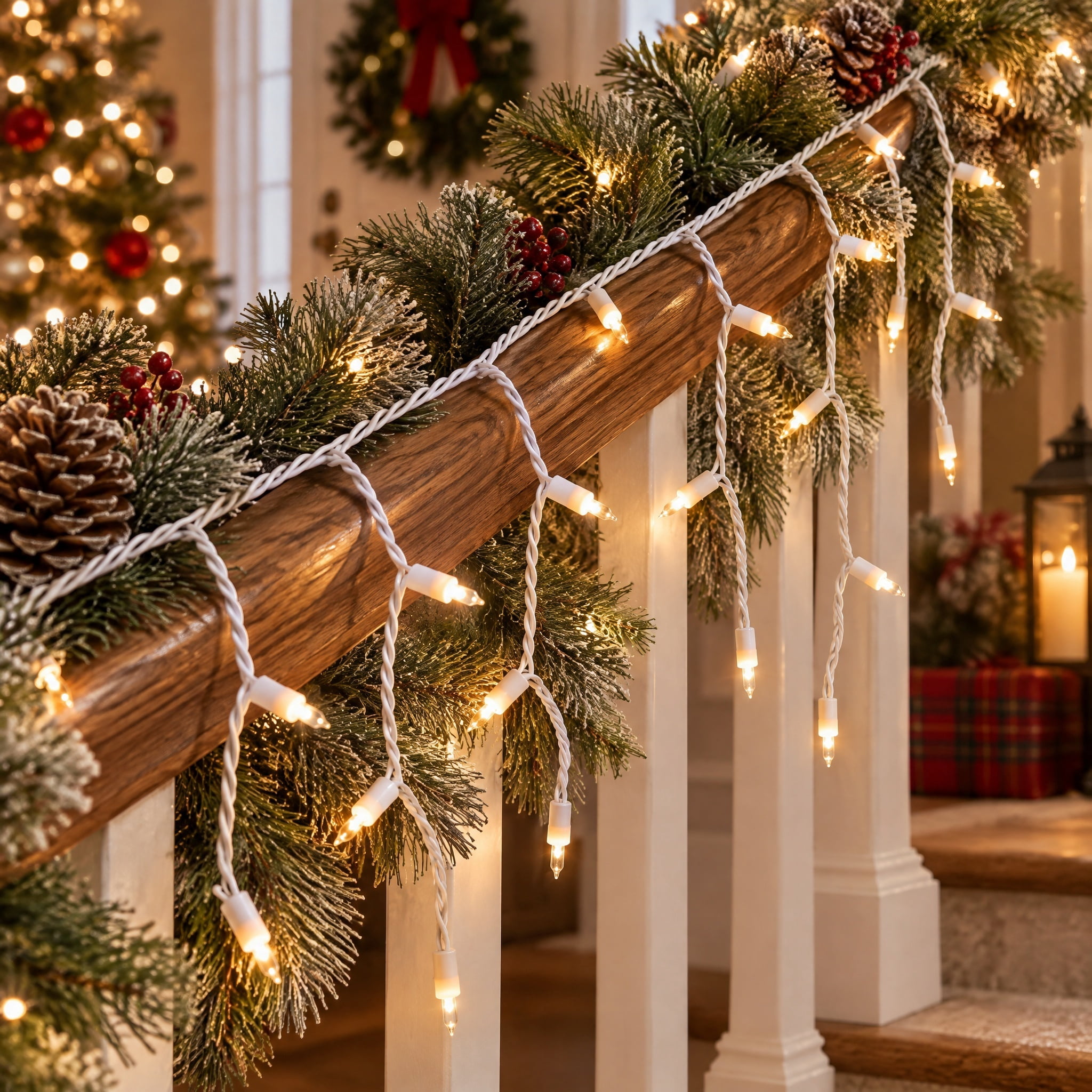 Indoor/Outdoor 200-Count LED 8-Function Sync Christmas Icicle Lights, Warm White, White Wire, 24', by Holiday Time