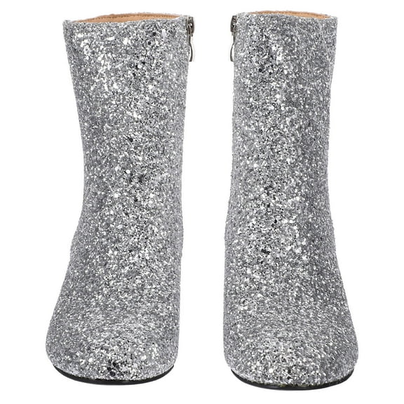 Soimiss 1 Pair Platform Heel Boots for Women with Sequins Design Side Zipper