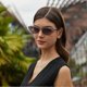thumbnail image 2 of A pair of retro cat eye ladies sunglasses retro narrow 90s polarized sunglasses (champagne leopard print), 2 of 4