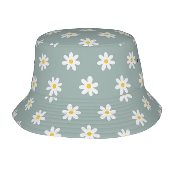 TEQUAN Foldable Polyester Adult Bucket Hat Bloom Daisy Flowers Prints Sun Beach Fishing Outdoor Cap Unisex