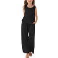 thumbnail image 2 of ATOGUTA Girls' 2 Piece Outfits Sleeveless Tank Top and Wide Leg Pants Set Casual Summer Clothes Size 3T-14, Black, 2 of 7