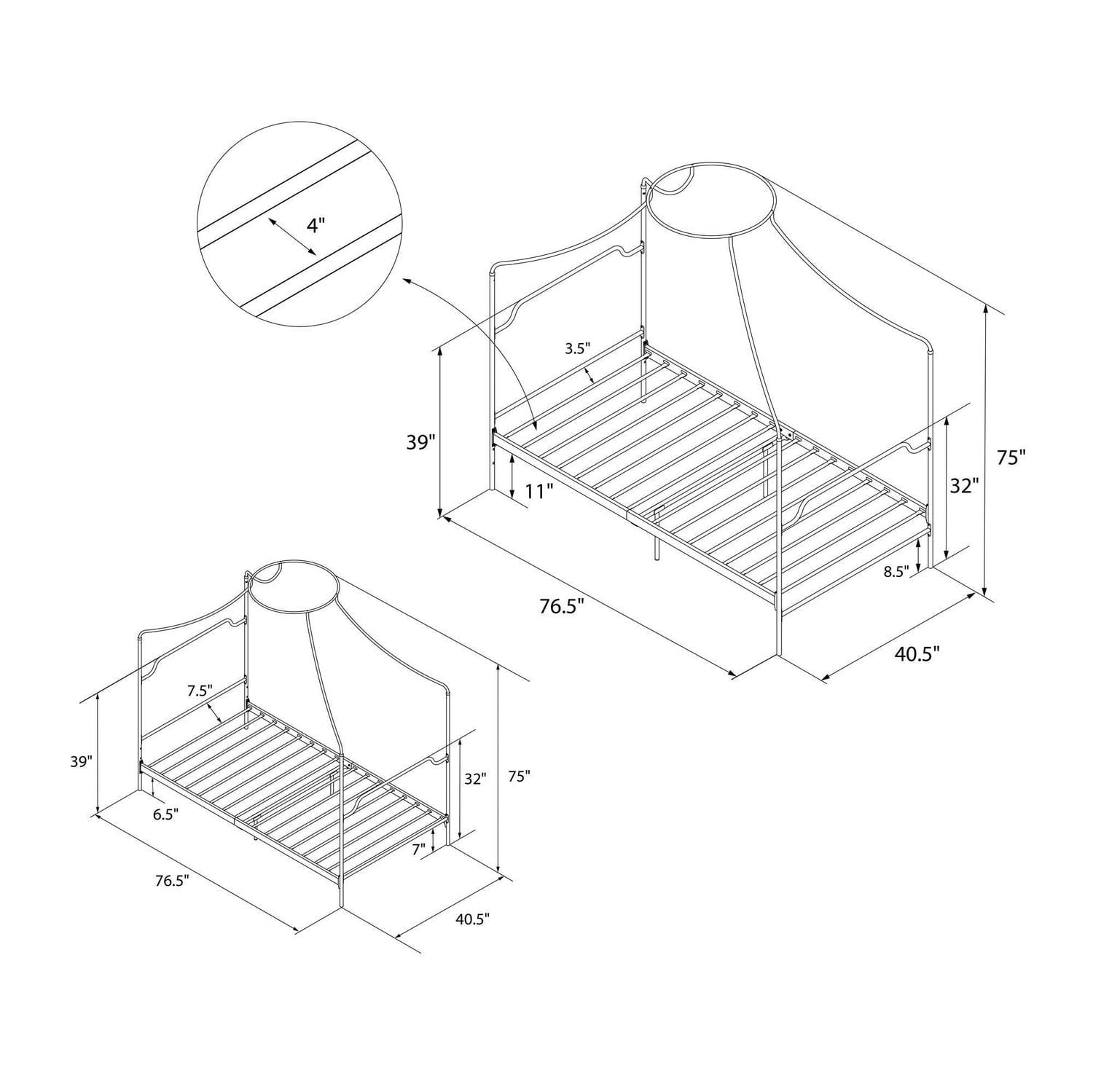 Novogratz Camilla Metal Canopy Bed