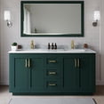 thumbnail image 2 of Wyndham Collection Miranda 66" Metal&Wood Double Bathroom Vanity in Green/Gold, 2 of 6