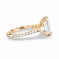 thumbnail image 3 of ESTE ORIGIN 2.00Ct Emerald Cut Moissanite Trilogy Engagement Ring – Pear Side Stones, Pavé Band, Cathedral Setting in 14K Rose Gold for Women US 4.5, 3 of 7