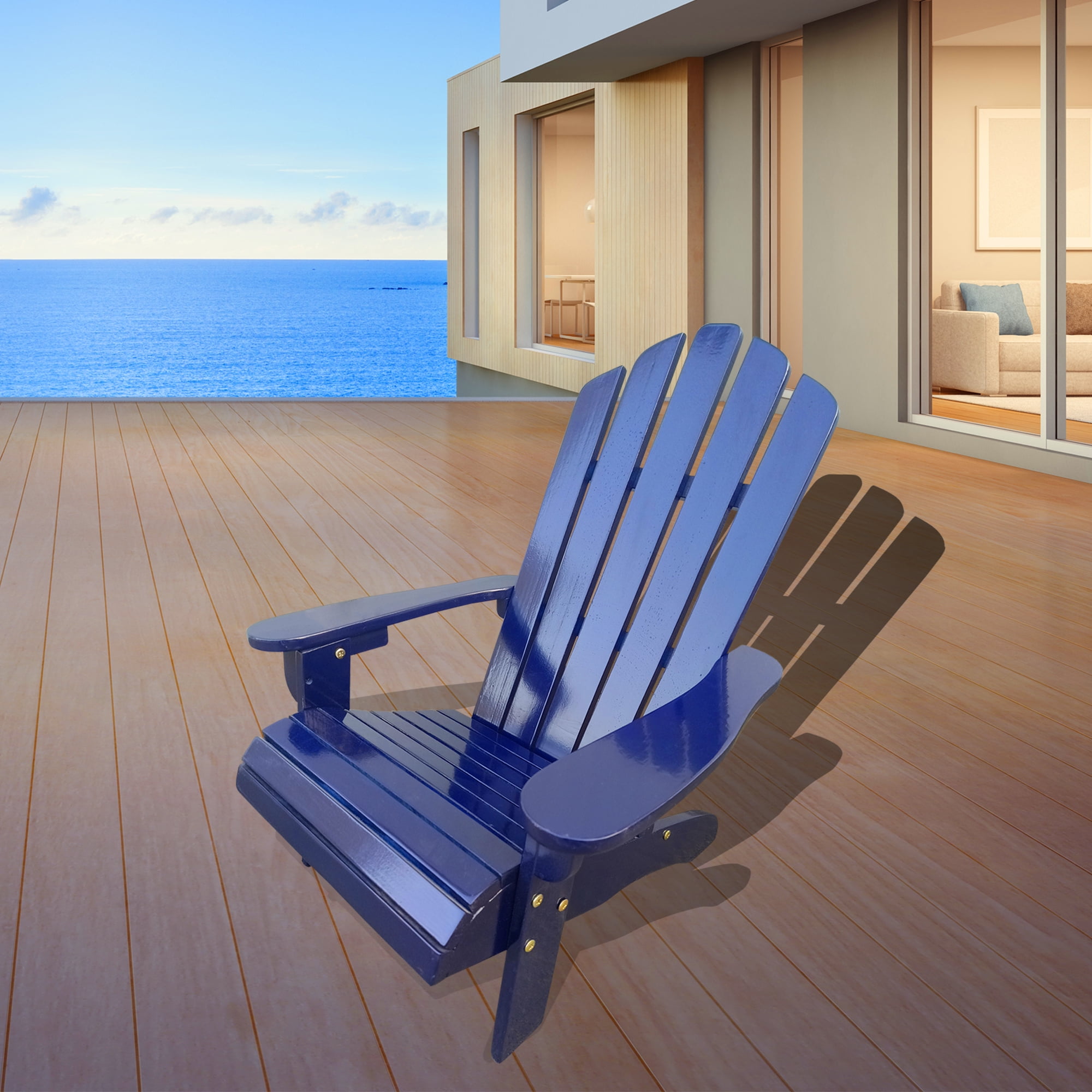 Olurrisa Solid Poplar Wood Adirondack Chair White – Comfortable Patio/Porch/Deck/Garden Chair, Assembly Required
