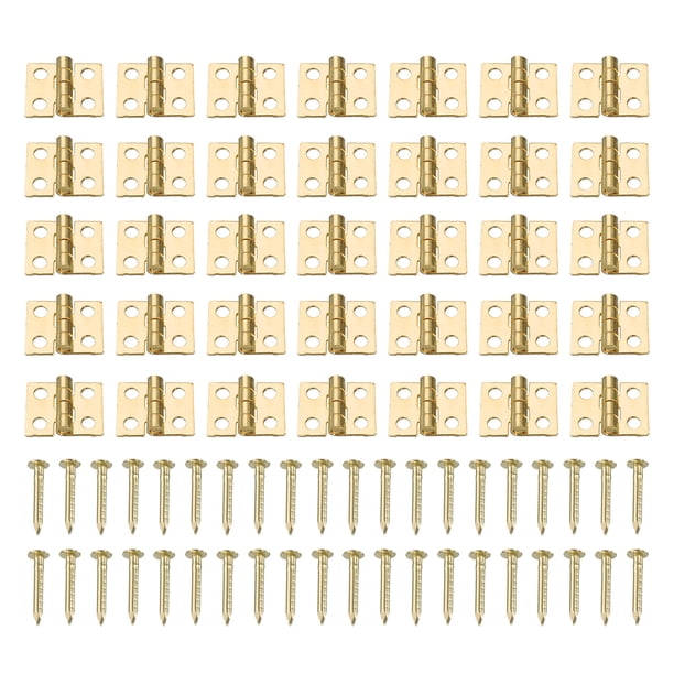 100Pcs Bisagras Mini de Cobre Puro para Conectores de Cajones de Muebles, Dorado