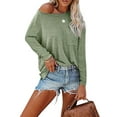 thumbnail image 3 of Colisha Women Solid Color Long Sleeve Tunic Shirt Casual Crew Neck T Shirt Blouse Baggy Autumn Winter Pullover Tops, 3 of 4
