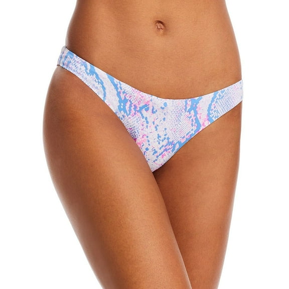 Aqua Women's Snake Print Scoop Bikini Bottom Blue L B4HP
