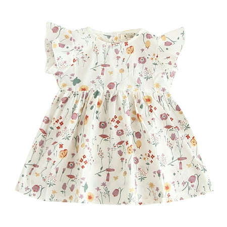 

Toddler Girls Casual Cartoon Cute Print Ruffled Sleeveless Cotton Princess Dress Outfits Clothes