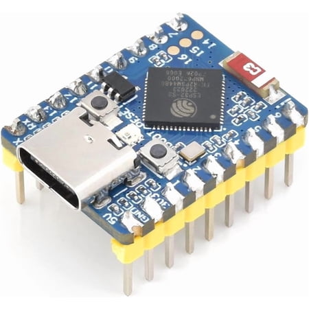 ESP32-S3 Mini Development Board with Pre-Soldered Header,2.4GHz Wi-Fi,Bluetooth 5 Support,Based on ESP32-S3FH4R2 Dual-Core Processor,240MHz Running Frequency, USB Type-C Port