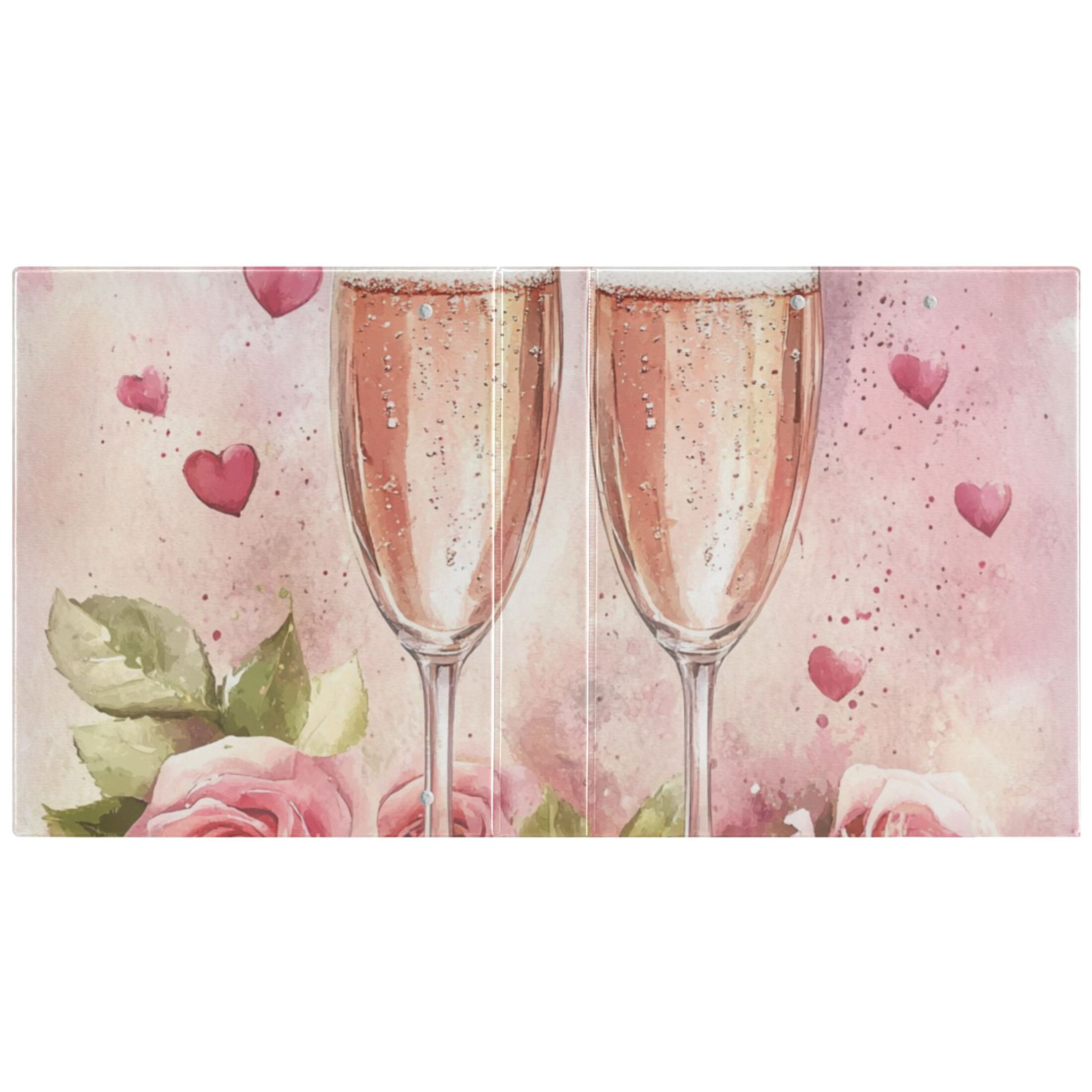 Glasses Roses 3 Ring Binders 1.5 inch Hardcover File Folders with Interior Pockets A4 Size Organizer for School Office Hospital