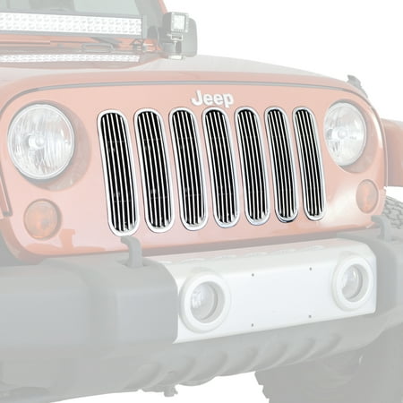 EAG Chrome Billet Grille+Shell Compatible with 07-18 Jeep Wrangler JK