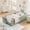 Cyan, variant on Eyisean Twin Size Boucle Upholstered Platform Floor Bed, Comfy Durable Daybed Frame with Rabbit Ear Shaped Headboard, Built-in Side Pocket & Safety Rail, Small Space for Bedroom, Apartment