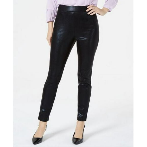 JM Collection Women's Metallic Solid Leggings Black Size M
