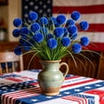 thumbnail image 6 of 10-Piece Red White Blue Artificial Flowers, Three Head Spherical Blooms, Patriotic Arrangement for Independence Day and Memorial Day(Blue), 6 of 6