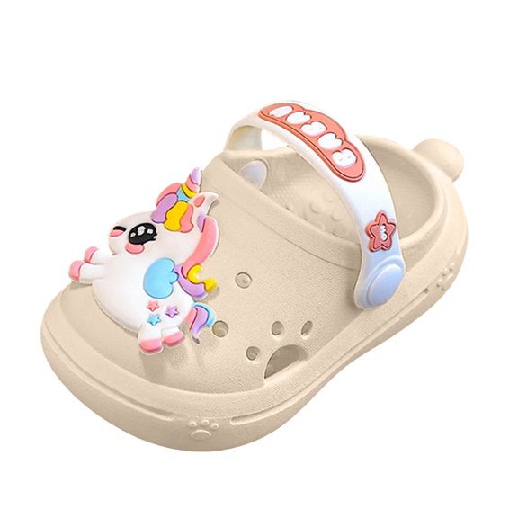 YDFCWXW Toddler Shoes 6M-15 Years Girls Baby Girl Sandale Garden Shoes Cartoon Slides Slip-Resistance Beach Slipper Toddler Little Kid (White, 22)