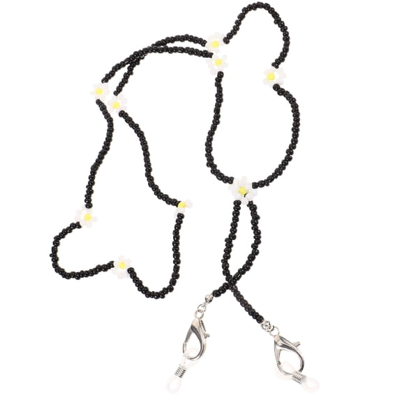PTOOTP Eyeglass Neck Strap 1Pcs Delicate Appearance Black Rice Bead Sunglasses Lanyards 78.0X1.0X0.3in