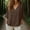 #0072-Brown, variant on Women Casual Linen Tops, V-Neck Quarter Sleeve Blouses with Shoulder Smocking, Lightweight Stretchy Shirts with Relaxed Fit for Summer Spring, Daily Work Party Vacation Outfits Gift