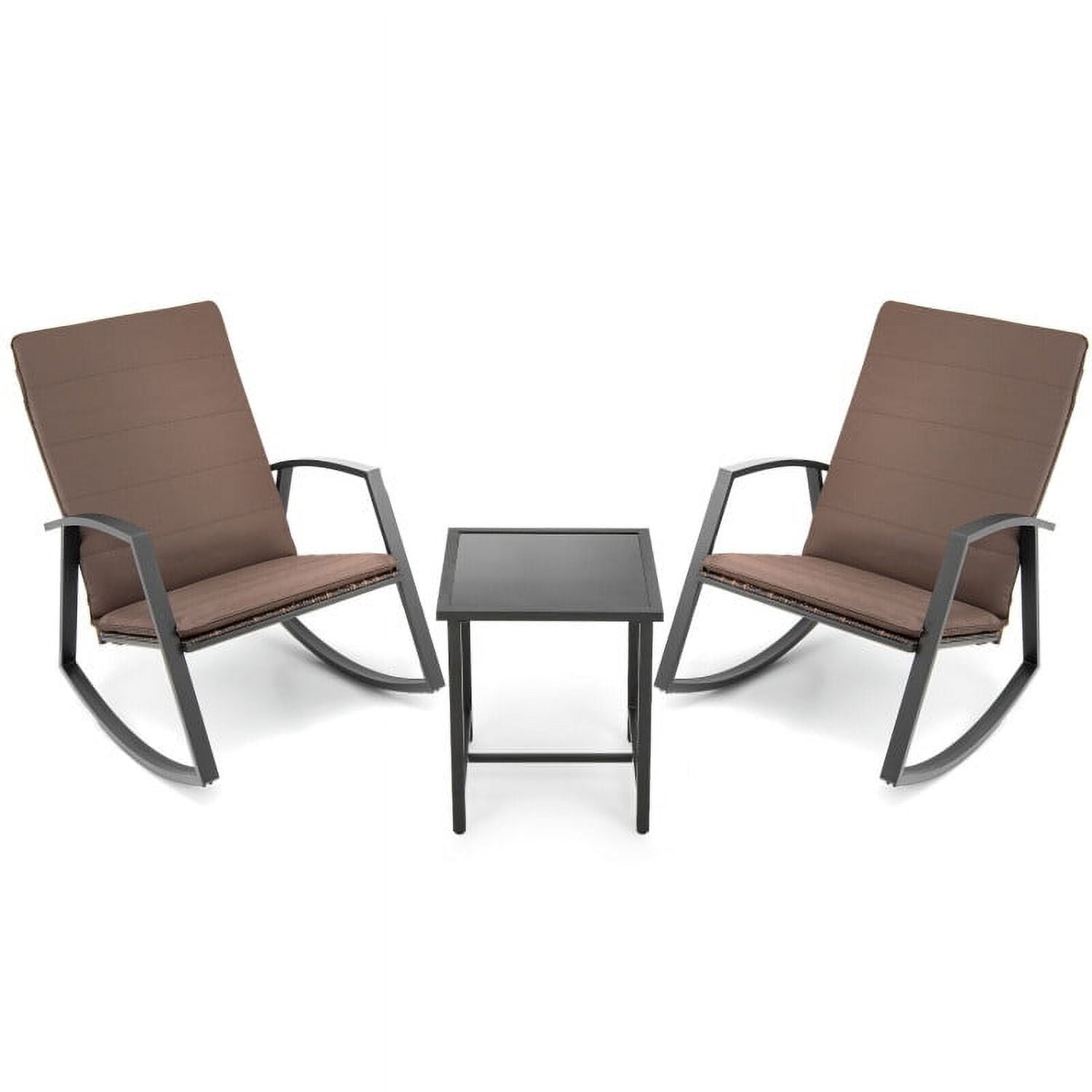 Aimee Lii 3 Pieces Patio Rattan Rocking Furniture Set, Patio Conversation Sets for Backyard and Poolside, Brown Aimee Lii 3 Pieces Patio Rattan Rocking Furniture Set, Patio Conversation Sets for Backyard and Poolside, Brown