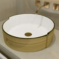 thumbnail image 1 of MEJE 16.75 Inch LUXURY Gold Stripes Round Art Basin, Above Counter Bathroom Vessel Sink, Porcelain Ceramic Countertop Sink(Include pop up drain), 1 of 5