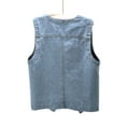 thumbnail image 4 of Womens Sleeveless Denim Vest V Neck Button Down Jean Jacket Field Jacket Womens Jacket Long Women Denim Button Vintage Jackets for Women Hobby Jacket Leather Fringe Jacket Soft Jean Jacket Women Denim, 4 of 5