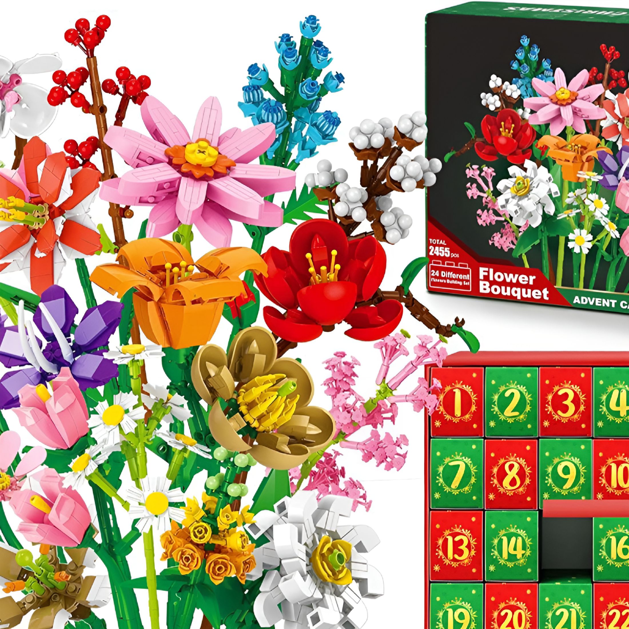 BESTSKY 2026 New Flower Bouquet Advent Calendar for Adults Teens Kids 24 Days Flower Bouquet Christmas Countdown Advent Calendar Diy Flower Advent Calendar Home Decor
