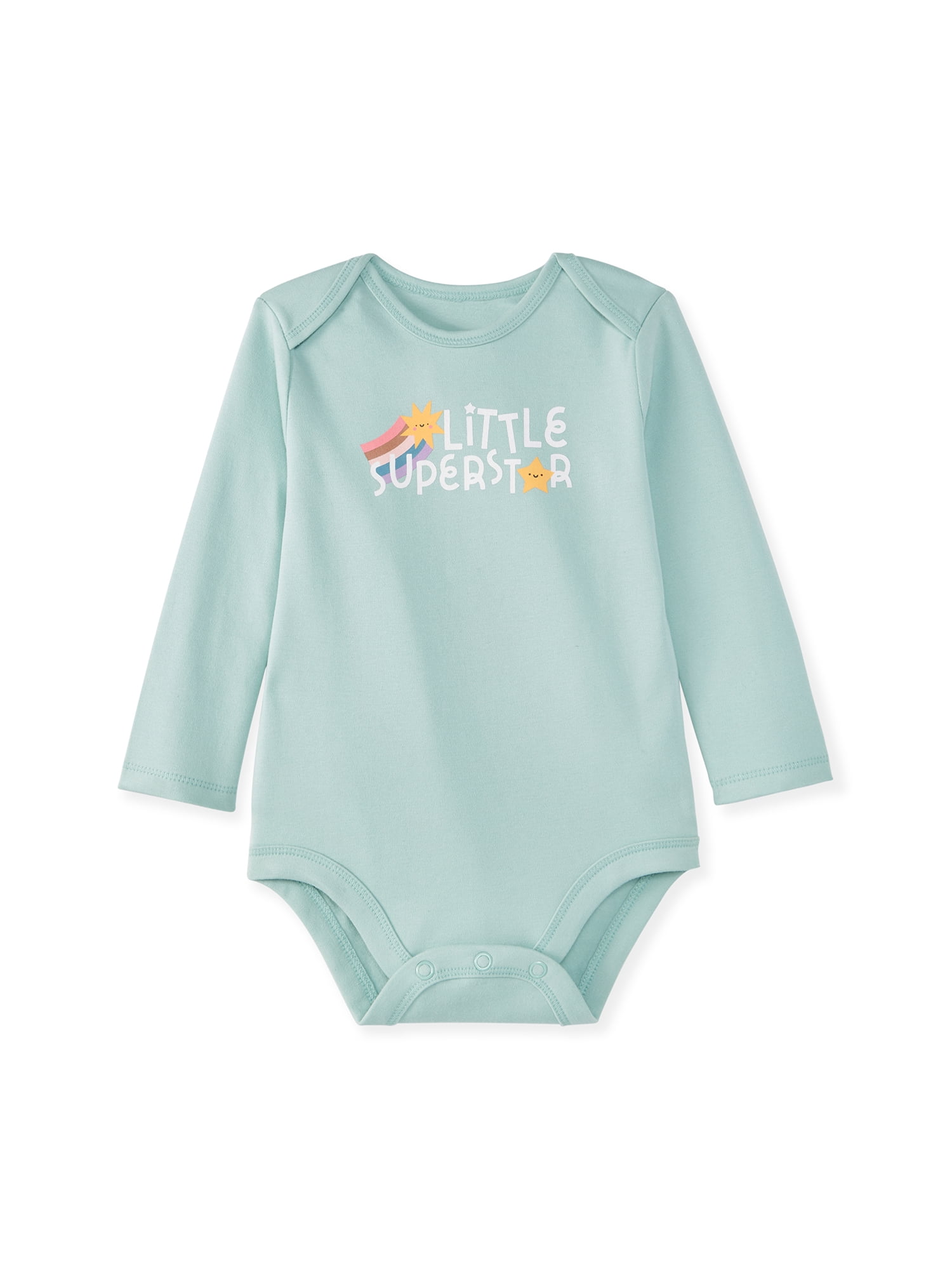 Garanimals Newborn & Baby 100% Cotton Long Sleeve Bodysuits, Sizes 0–24M, 4-Pack