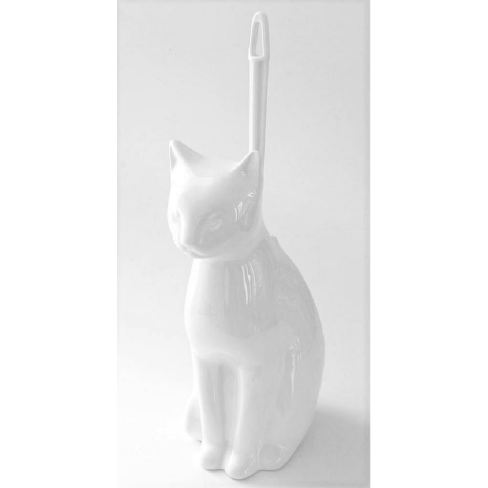 Royal Bath Meow Meow Clean Cat Decorative Ceramic Toilet Brush Holder