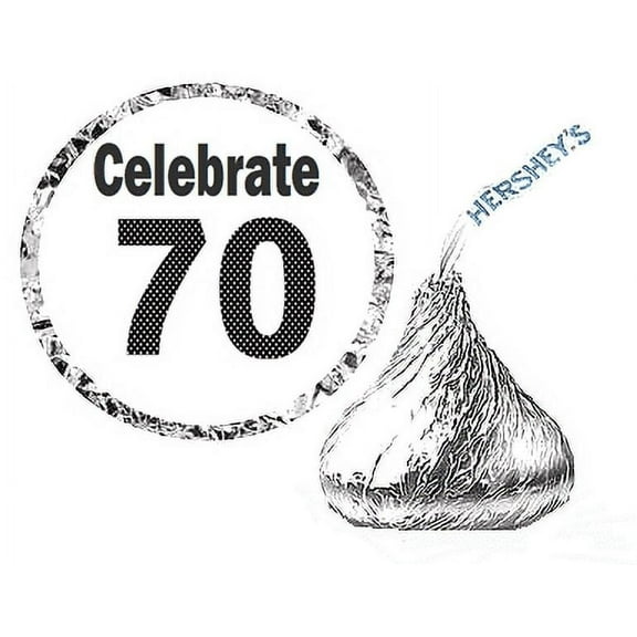 216 - 70th Birthday Party Favor Hershey's Kisses Stickers / Labels