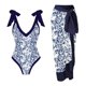 thumbnail image 1 of MKLEKYY Trajes De Baño Mujer Completo Women Vintage Abstract Floral Print 1 Piece Swimwear+1 Piece Cover Up Two Piece Vintage Print Swimsuit Monokini Bikini 2 Piece Swimsuits Two Piece Tankini Set, 1 of 4