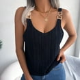 thumbnail image 4 of Wycnly Tank Tops for Women Sexy Slim Fit Knitted Hollowed Metal Strap Vest Summer Solid Round Neck Sleeveless Shirts Fashion Blouses Black s, 4 of 7