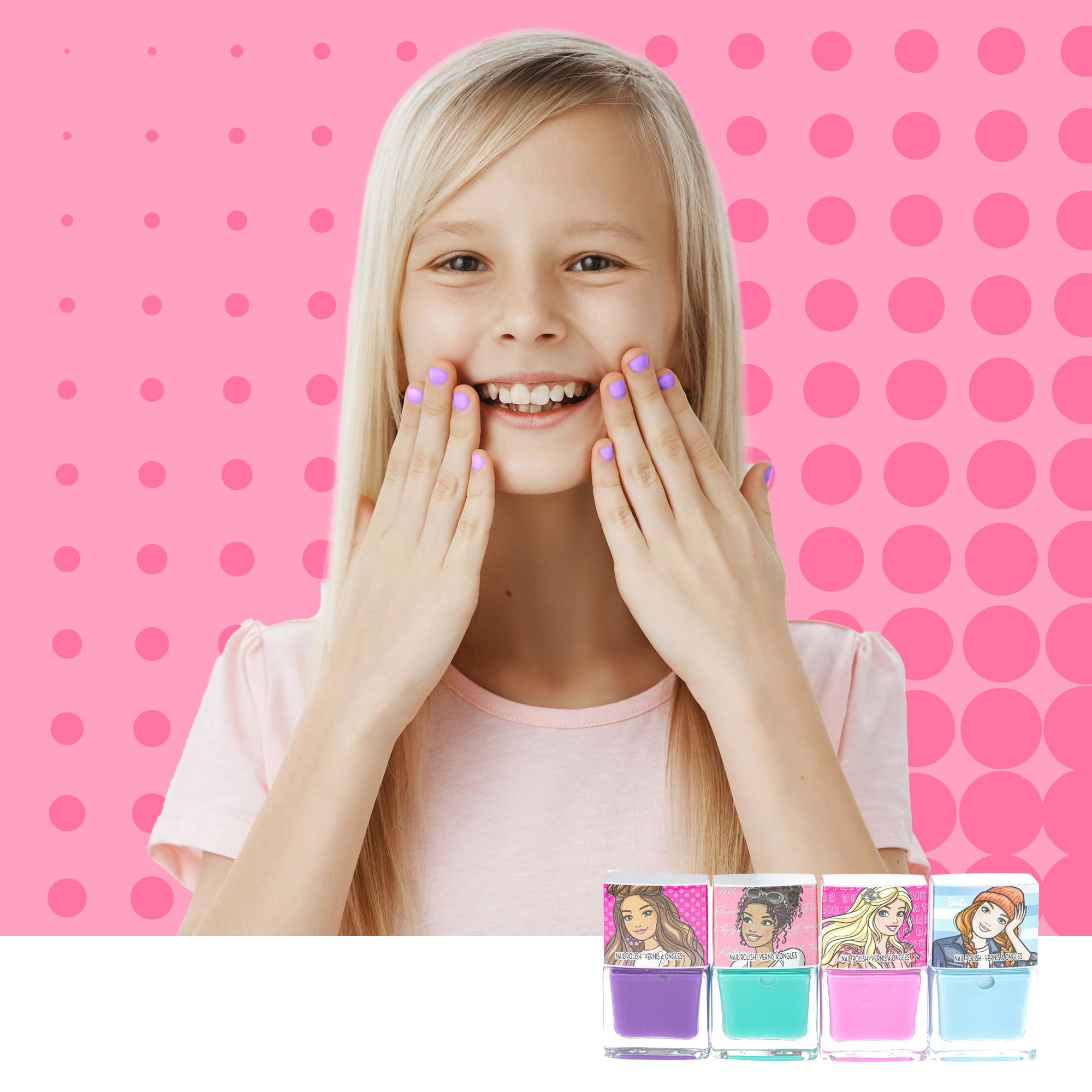 Barbie Set Manicure Per Bambine Con Cupola Glitterata - Smalti, Adesivi, Unghie Finte - 8+ Anni