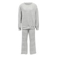 thumbnail image 7 of YHCY Womens 2 Piece Ribbed Knit Outfit Long Sleeve Crew Neck Tunic Sweatshirt Basic Straight Wide Leg Sweatpant Lounge Trendy Suits Oversized Dressy Sets Travel Vacation Sweatsuit Light Ashy M, 7 of 7