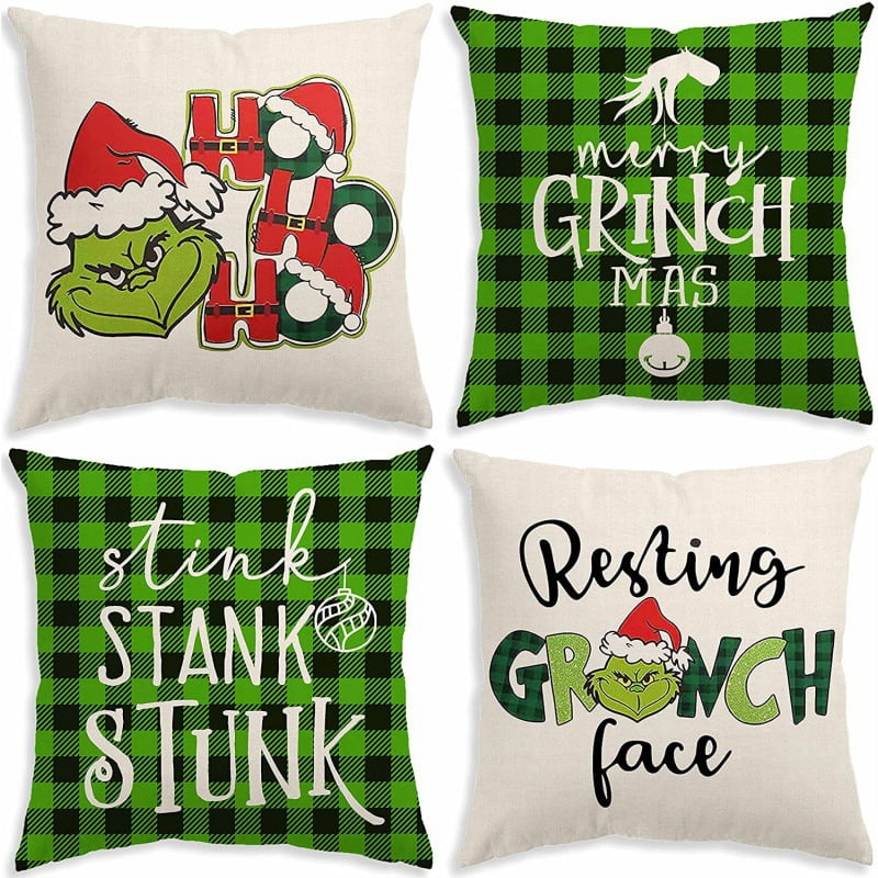 Christmas Pillow Covers 18x18 Set of 4 for Christmas Decorations