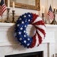 thumbnail image 7 of 12 Inch American Independence Day Patriotic Wreath, Red White Blue Farmhouse Style Plastic Wreath, Weather Resistant Easy Hang Decor for Front Door Outdoor Holiday, 7 of 7