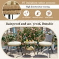 thumbnail image 4 of 3-Piece Outdoor Furniture Sectional Sofa Set,Patio PE Wicker Conversation Sets with Beige Cushions,Top Glass,Lounge Chair for Garden, Deck, Poolside, 4 of 7