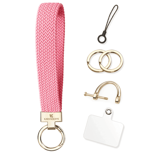 Stretchy Keychain Wristlet, Key Chain for Car Keys with D Ring, Wrist Lanyard Key Holder for Women.