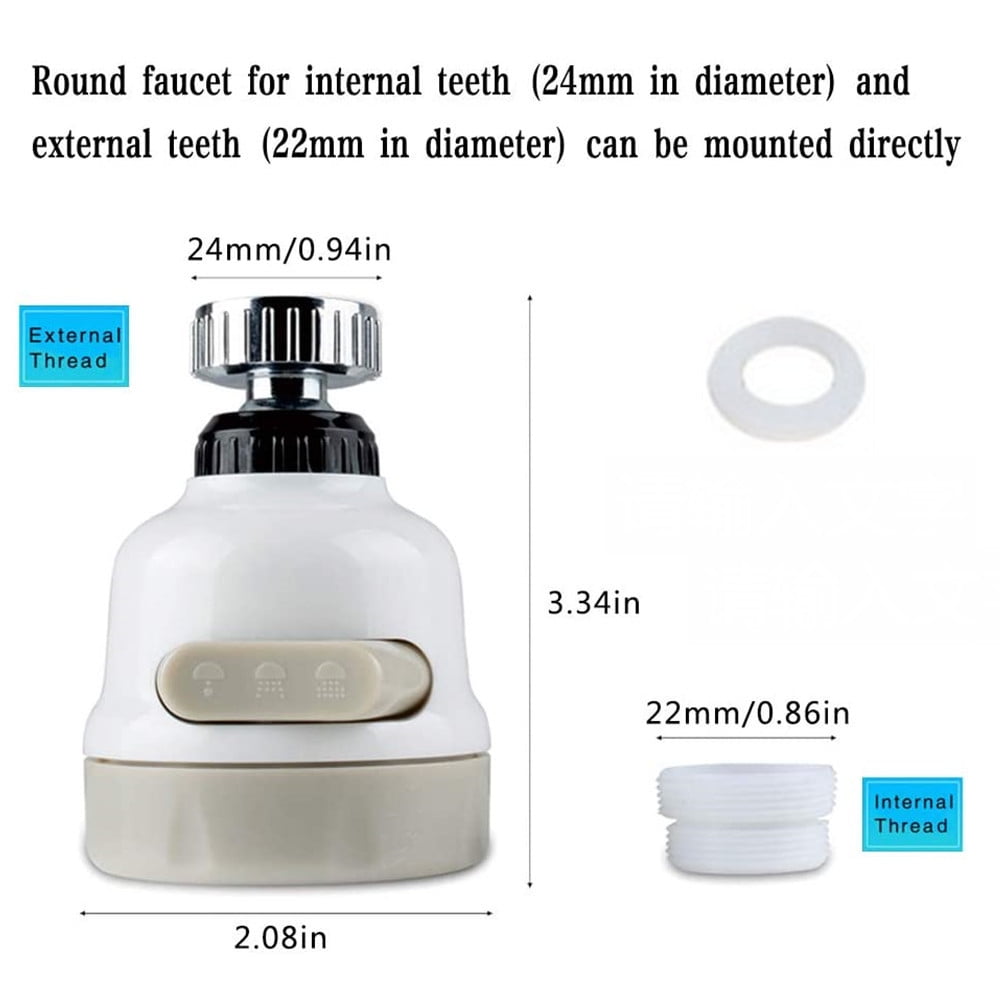 360° Kitchen Tap Head Water Saving Faucet Extender Aerator Sink US Sprayer K1W0