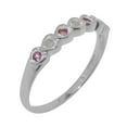 thumbnail image 1 of LBG British Made 18k White Gold Natural Opal & Pink Tourmaline Womens Eternity Ring - 33 size options - Size 7, 1 of 9