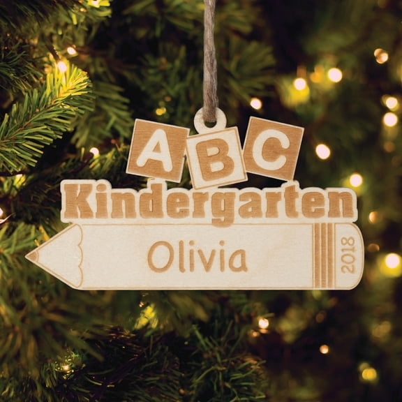 Personalized ABC Kindergarten Student Wood Christmas Ornament