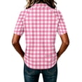 thumbnail image 6 of Women’s Fashion Casual Plaid Print Patchwork Sleeve Polo Neck Short Top for Daily Wear Work, XL, 6 of 6