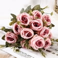 thumbnail image 1 of Artificial Rose 6pcs Open Flower Realistic Blossom Roses Bouquets for DIY Fall Wedding Centerpieces - Orange, 1 of 2
