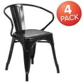 thumbnail image 2 of Flash Furniture Roy Commercial Grade 4 Pack Black Metal Indoor-Outdoor Chair with Arms, 2 of 13