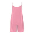 thumbnail image 5 of Wycnly Womens Jumpsuits Beach Spaghetti Strap Plus Size Pleated Wide Leg Mini Jumpsuits Trendy Solid V-Neck Sleeveless Short Summer Rompers Pink xxxxxl, 5 of 5