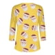 thumbnail image 5 of Puntoco Blusa informal de cuello redondo con mangas 3/4 cortas y estampado a la moda para mujer, 5 of 5